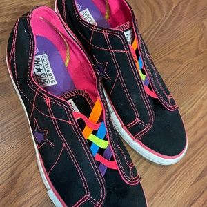 Converse one star basket weave rain bow